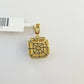 10K Yellow Gold 1/2 CT Real Diamond Pillow Charm 1"Inch Square 3D Dome Pendant