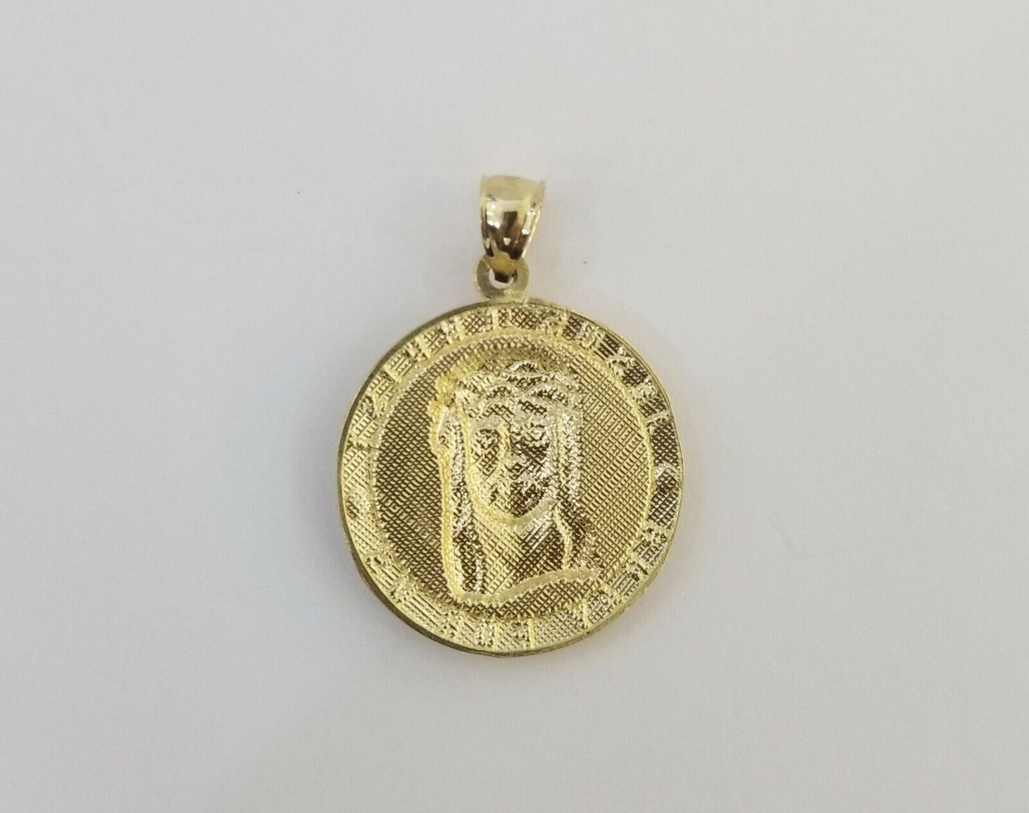 10k Yellow Gold Jesus Christ Charm Pendant Round 1.2" 10kt Real Gold Men Women