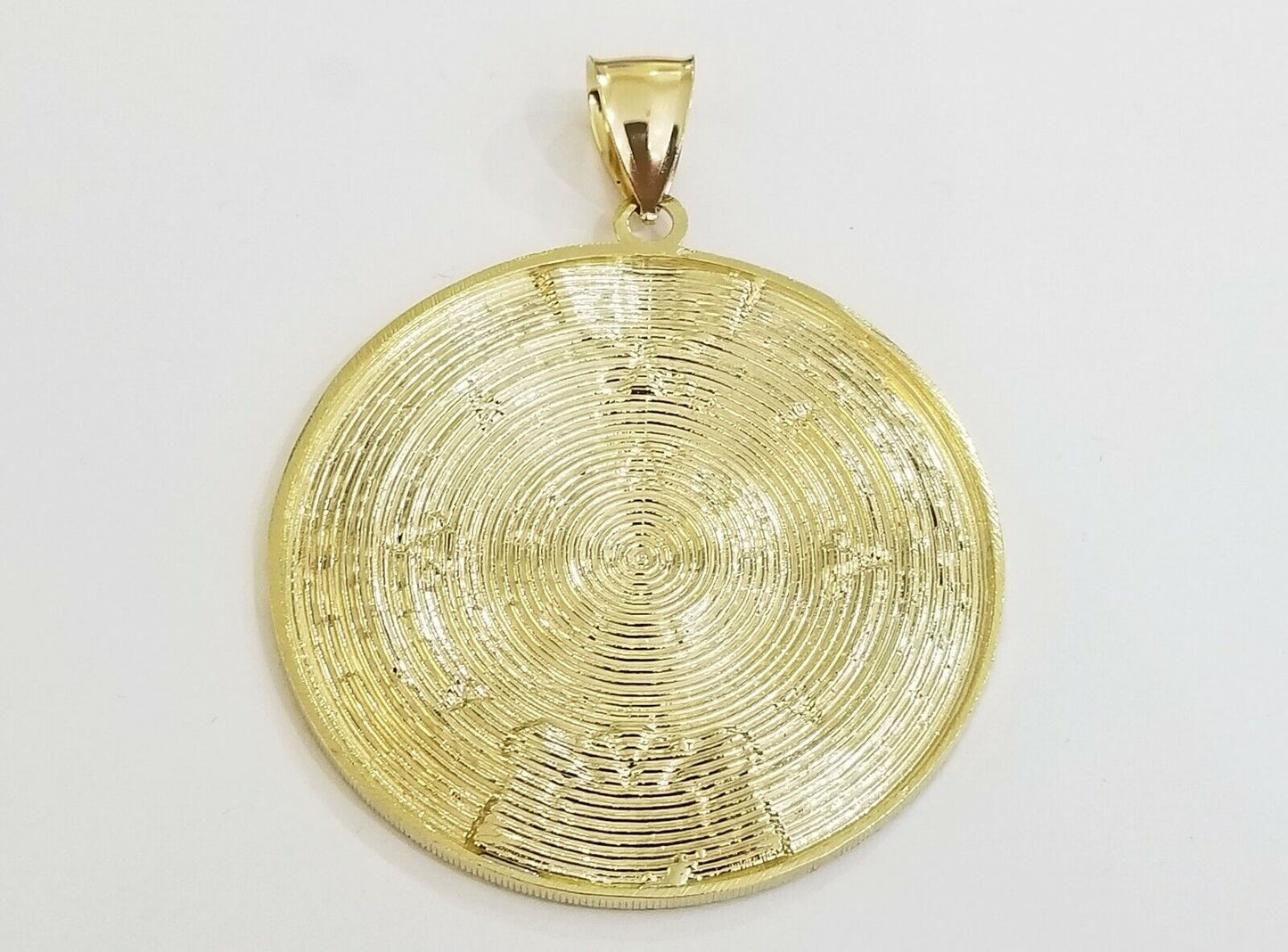 10k Real Gold Aztec Calendar Pendant Charm 3mm 20" 22" 24"  Franco Chain