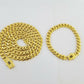 Real 10k Gold Miami Cuban Link Royal 9mm Monaco chain and Bracelet Set ,Necklace