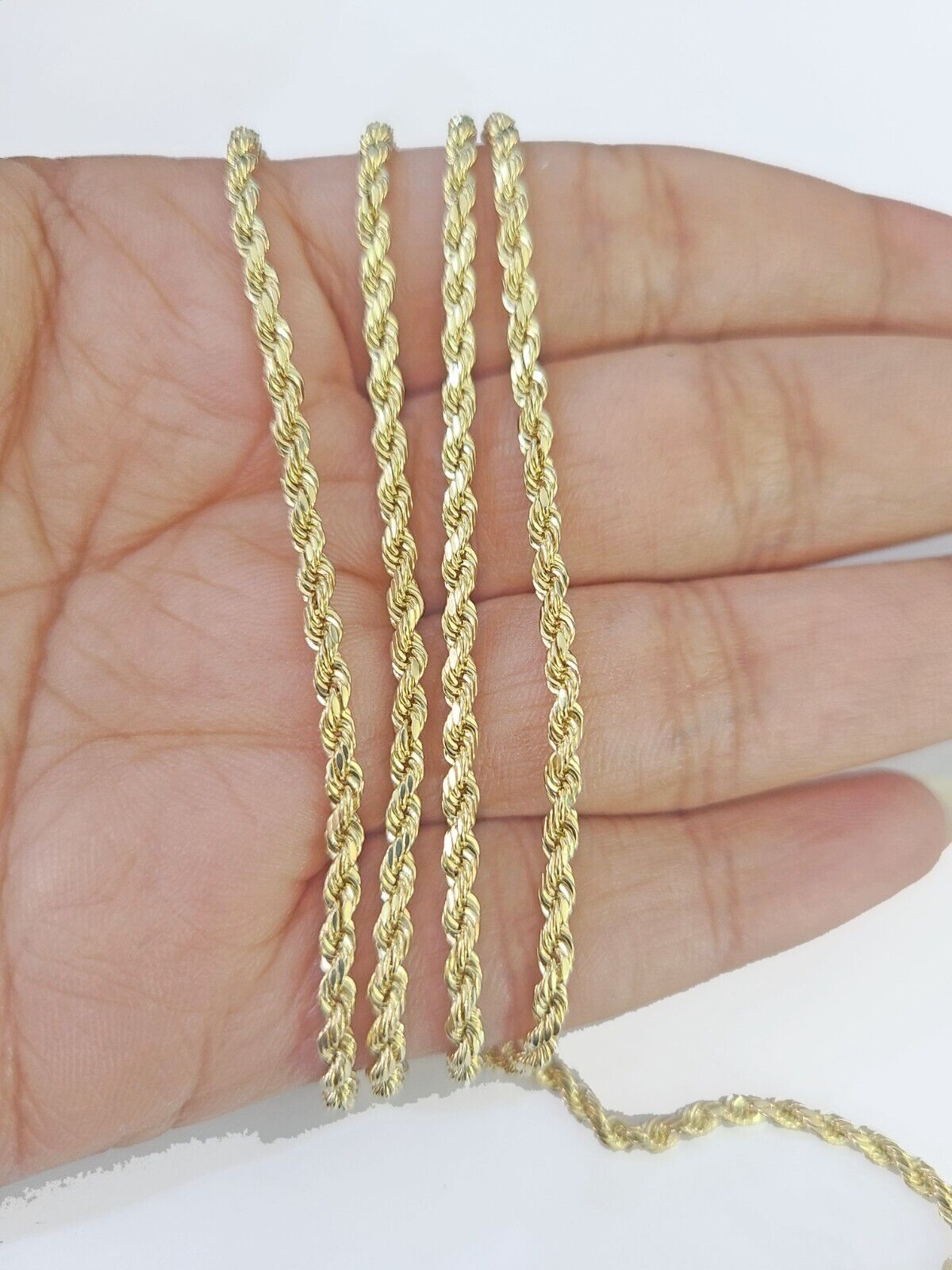 14k Yellow Gold Rope Chain 2.5mm 18Inches & Jesus Nugget Cross Charm SET