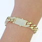 Real 14K Yellow Gold Miami Cuban Bracelet 7.5" Inch 9mm 14K CZ Stone Box Clasp