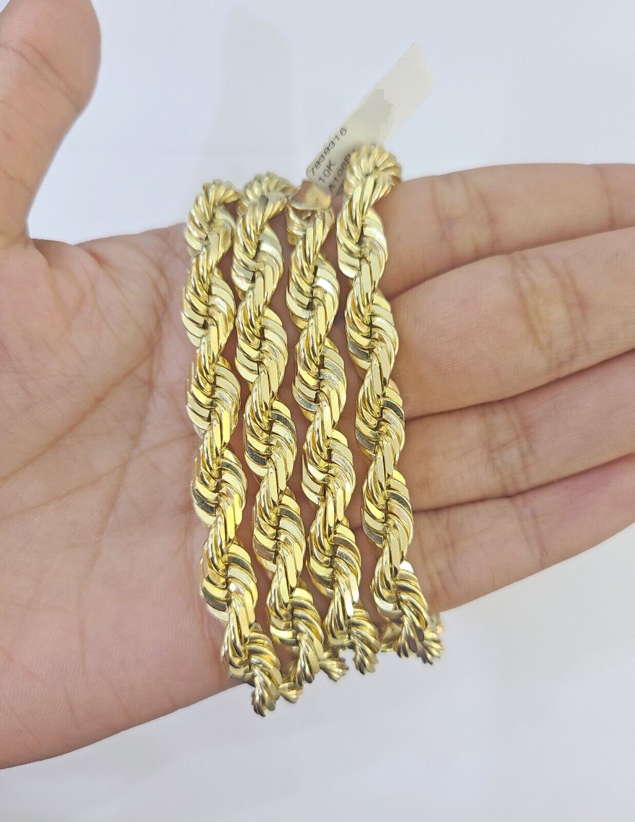 10k Real Solid Yellow Gold Rope Chain Women Men Diamond Cut 7mm 28 Inches