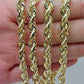 Solid 14k Gold Rope Chain 6mm 22 Inch Necklace Diamond Cuts Lobster Lock REAL