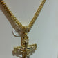 Real 10k Yellow Gold Mens Jesus Cross Charm/Pendant  with 22" franco chain