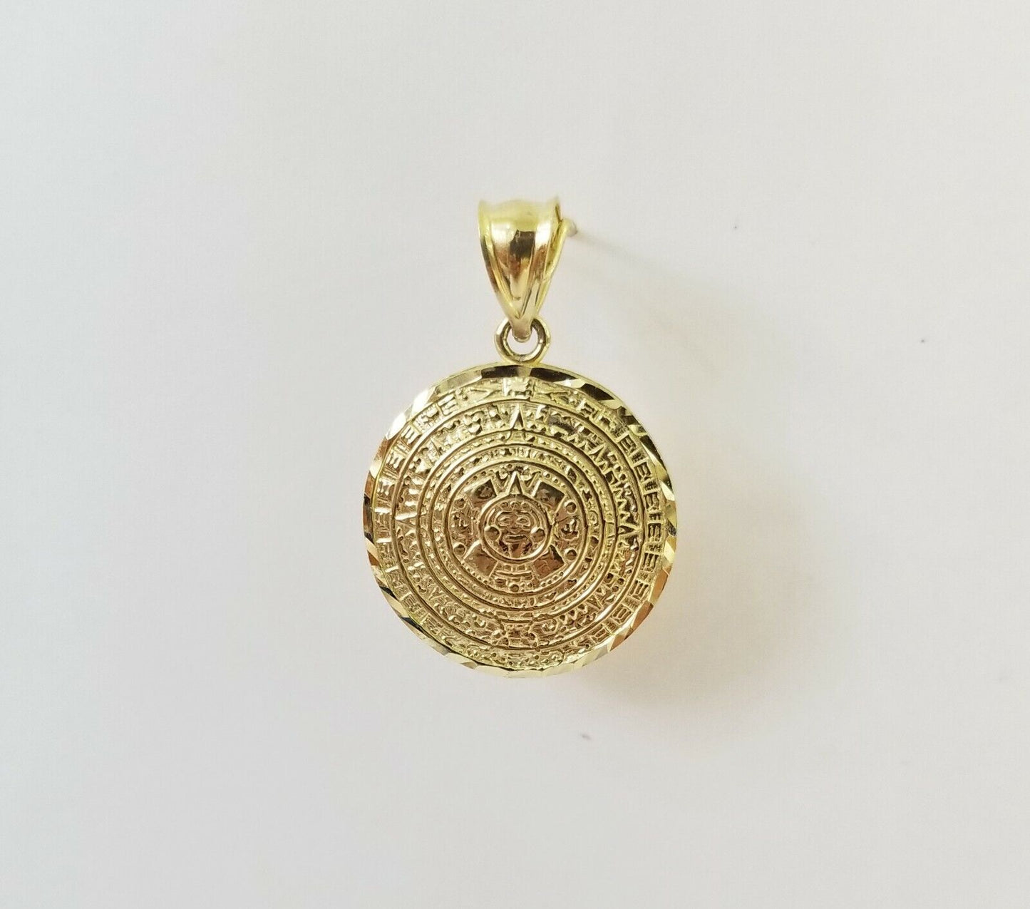 10k Yellow Gold Aztec Calendar Charm Pendant Men Women 10kt Real Gold