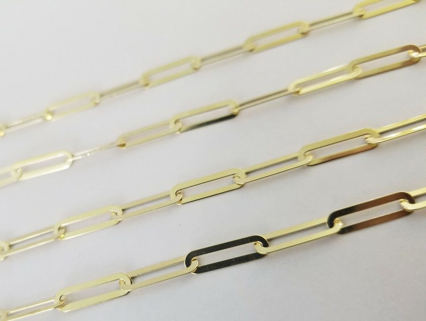 Real 10k Women Paperclip Chain 4mm 16" lobster Clasp Yellow Gold Necklace