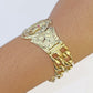 10k Gold Saint Barbara Miami Cuban Bracelet Size 8.25" Inches 15mm 10kt Mens