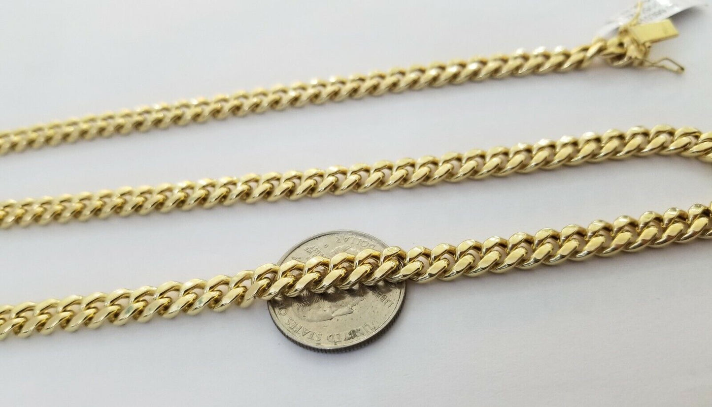 Real 14K Yellow Gold Miami Cuban Link Chain Necklace 7mm 24 Inch 14kt Box Lock