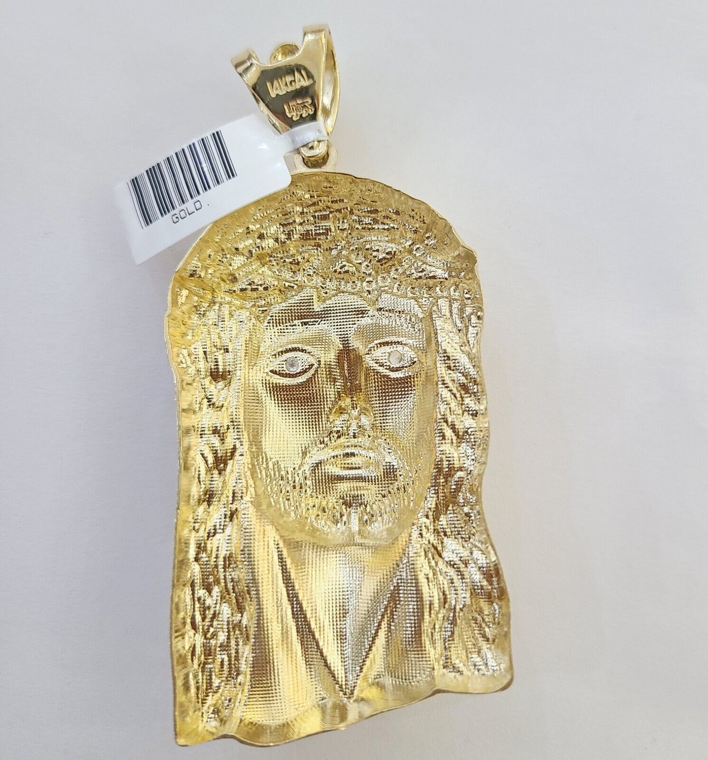 Real 14k Yellow Gold Jesus Head Charm Pendant 3"Inch Jesus face 14kt Charm Gold