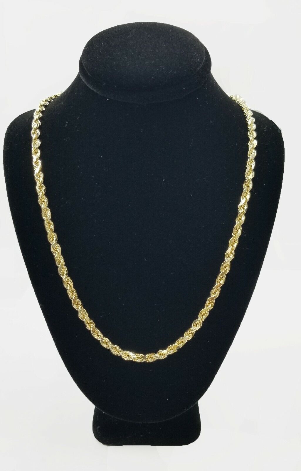 10k Real Gold Rope Chain For Men SOLID Diamond Cut 4mm 20 Inch Free Shipping