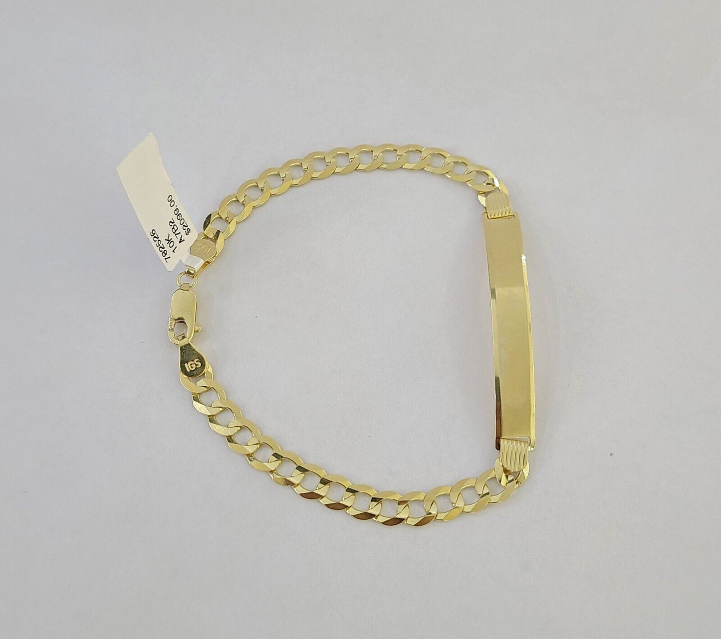 10k Yellow Gold 8" Inch Cuban Link ID Bracelet 6mm Lobster Clasp Real 10Kt