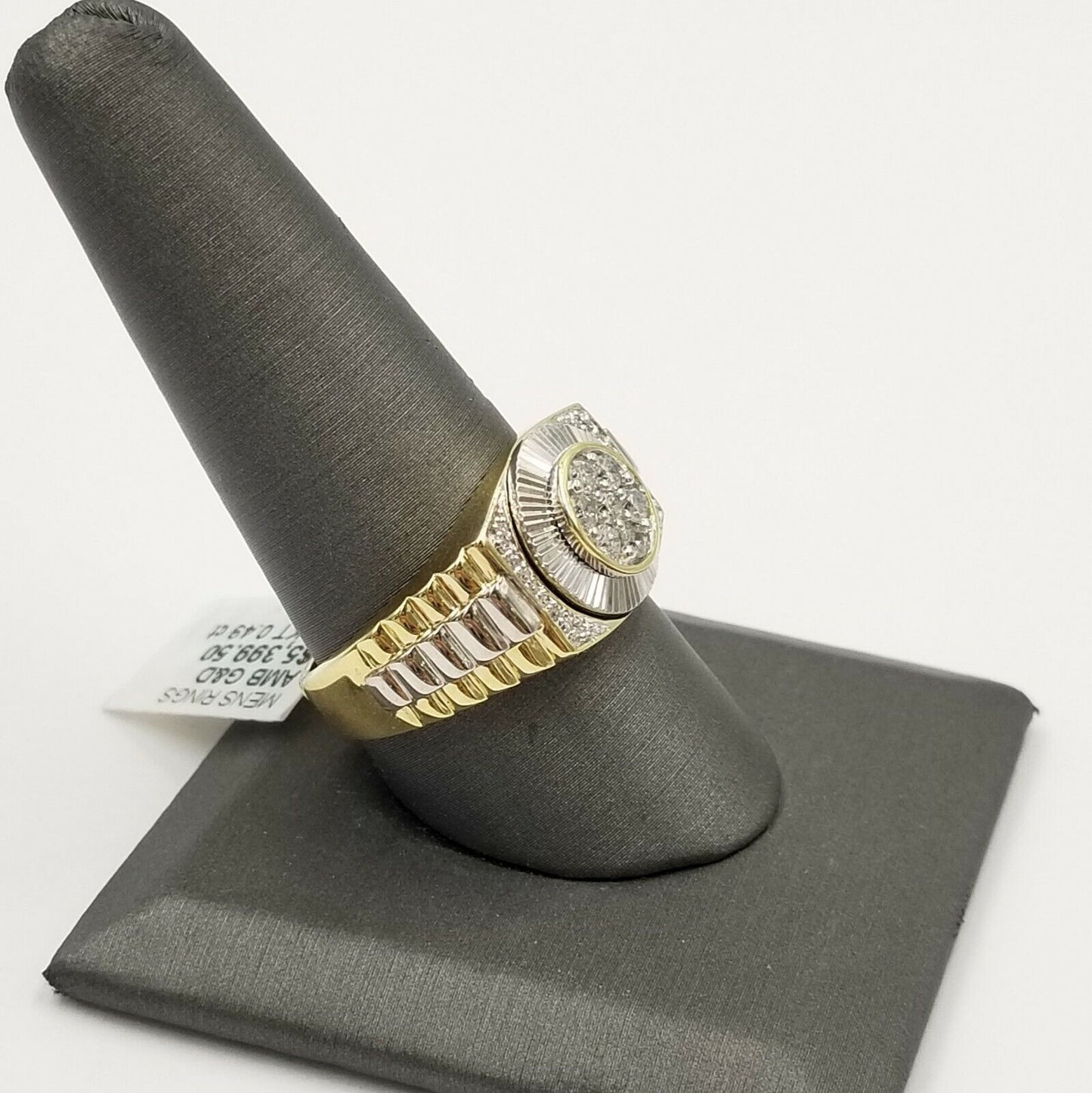 Mens Ring 10K Yellow White Gold 1/2CT Diamond Band REAL GOLD DIAMOND Sizable ,10