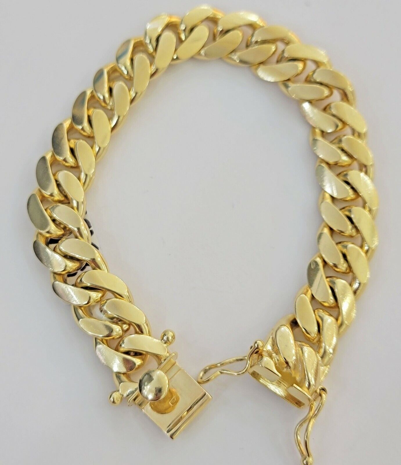 10k solid Yellow Gold Miami Cuban Bracelet 12.5 mm Link 9" inch Men's REAL 10kt