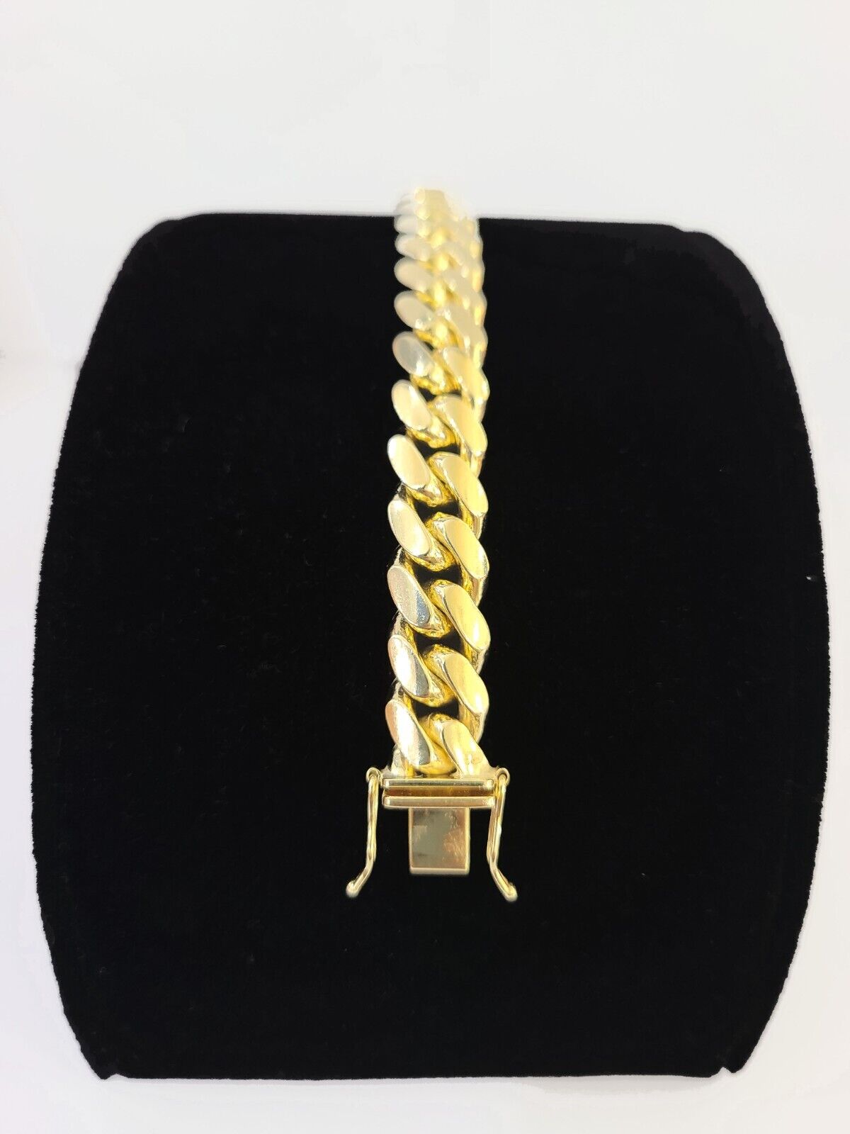 Real 14K Yellow Gold Miami Cuban Bracelet 9" Inch 10mm 14K Box Clasp Link