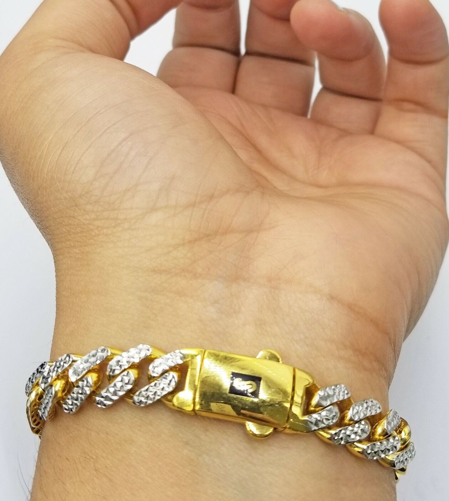 10K Yellow Gold Royal Monaco Cuban Bracelet 9mm Long Diamond Cut 7.5 inch