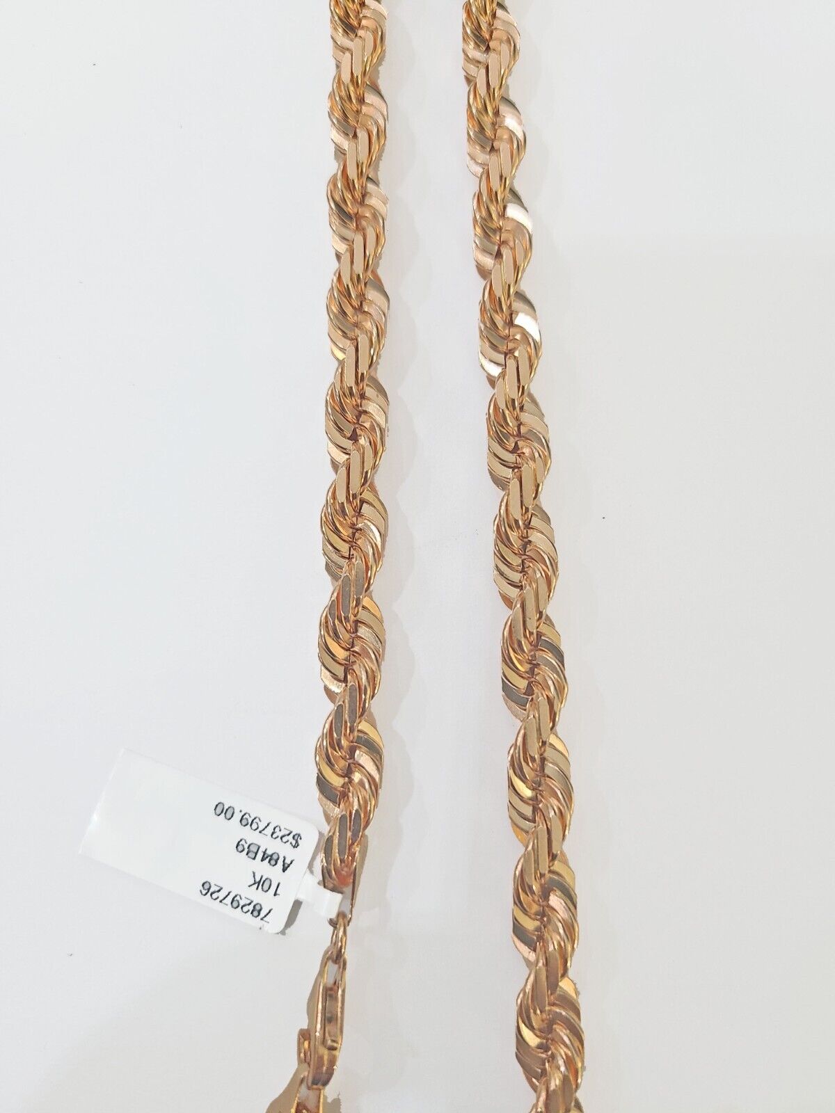 10k 7mm Solid Rose Gold Rope Chain Necklace 22" Inches with Diamond Cut