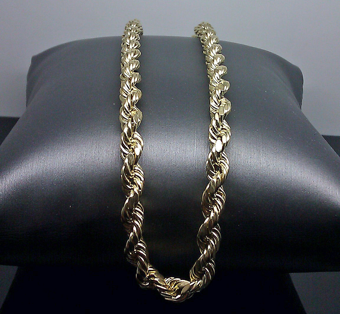 10k Gold Rope Chain 2-8mm Necklace 16"-30" men women Diamond cut REAL 10k