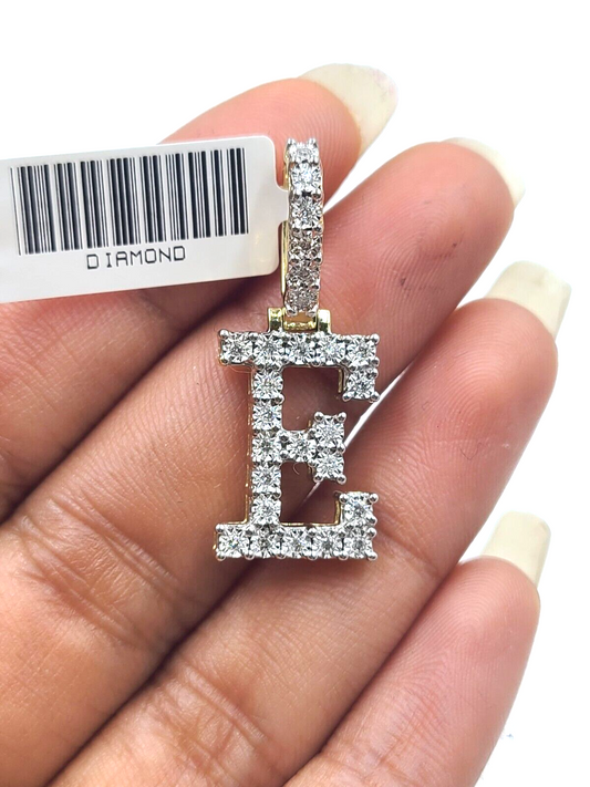 Real 10k Gold & Diamond Letter "E" Initial Alphabet Charm/Pendant 1.25".