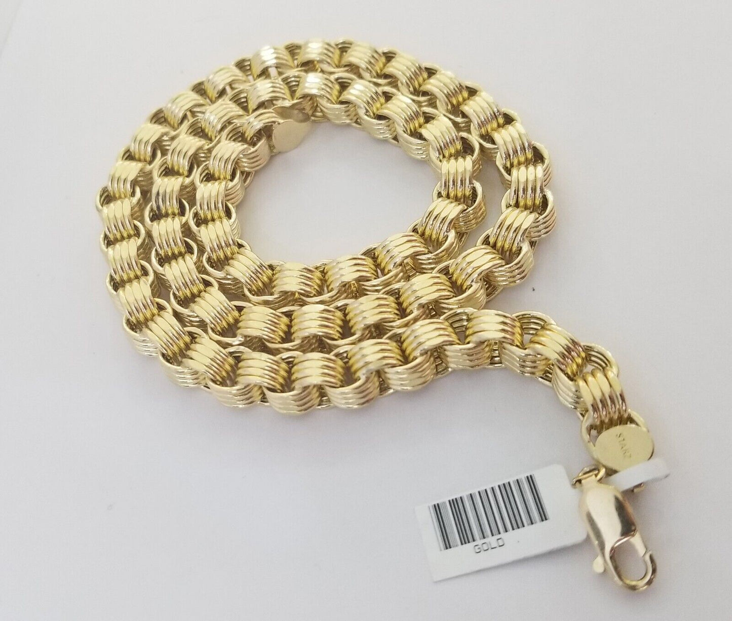 Real 10k Gold Byzantine Chain Mens necklace 8.5 mm 22" Inch 10kt yellow gold