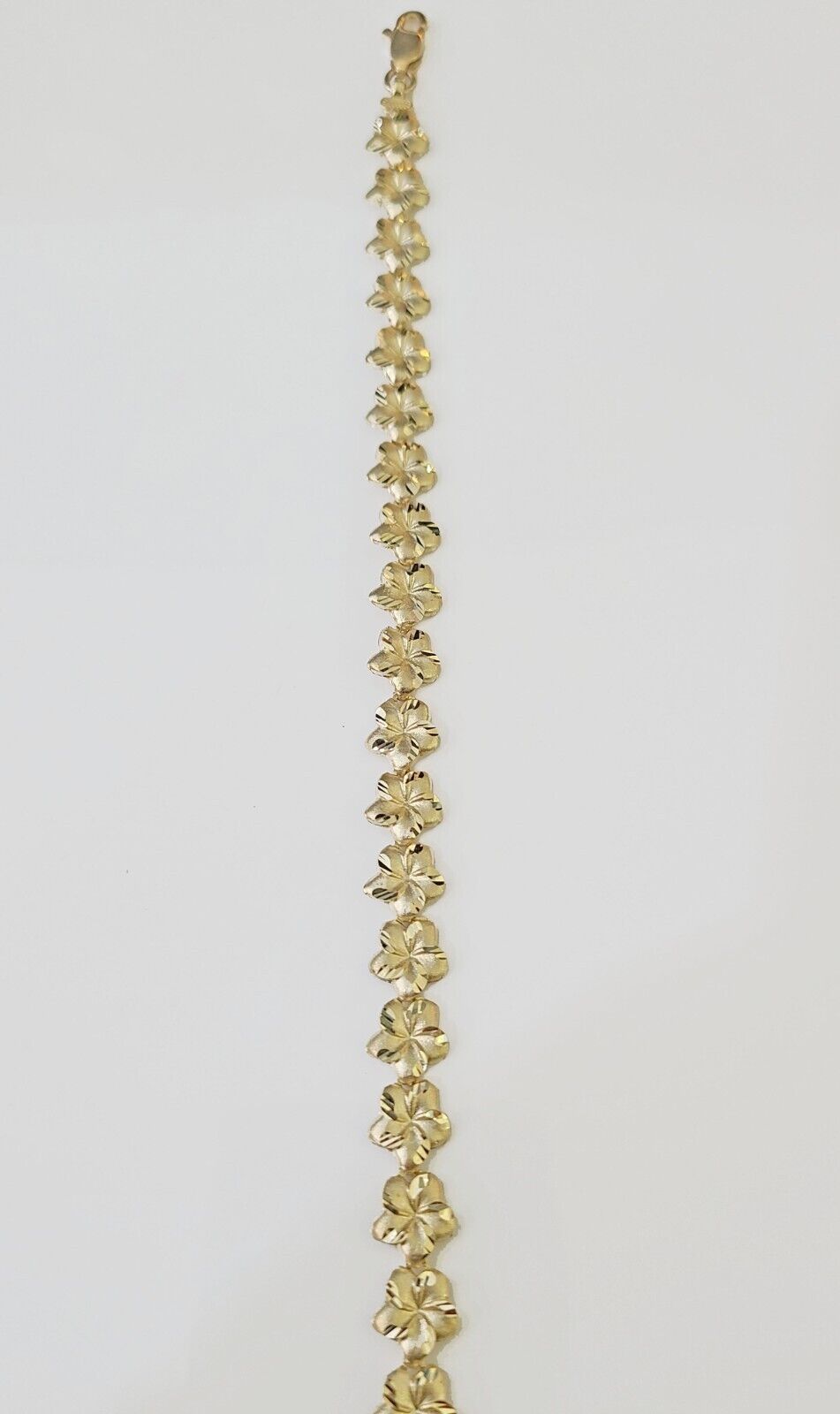 Real 10K Yellow Gold Flower Bracelet 9mm 8 Inches 10kt Gold