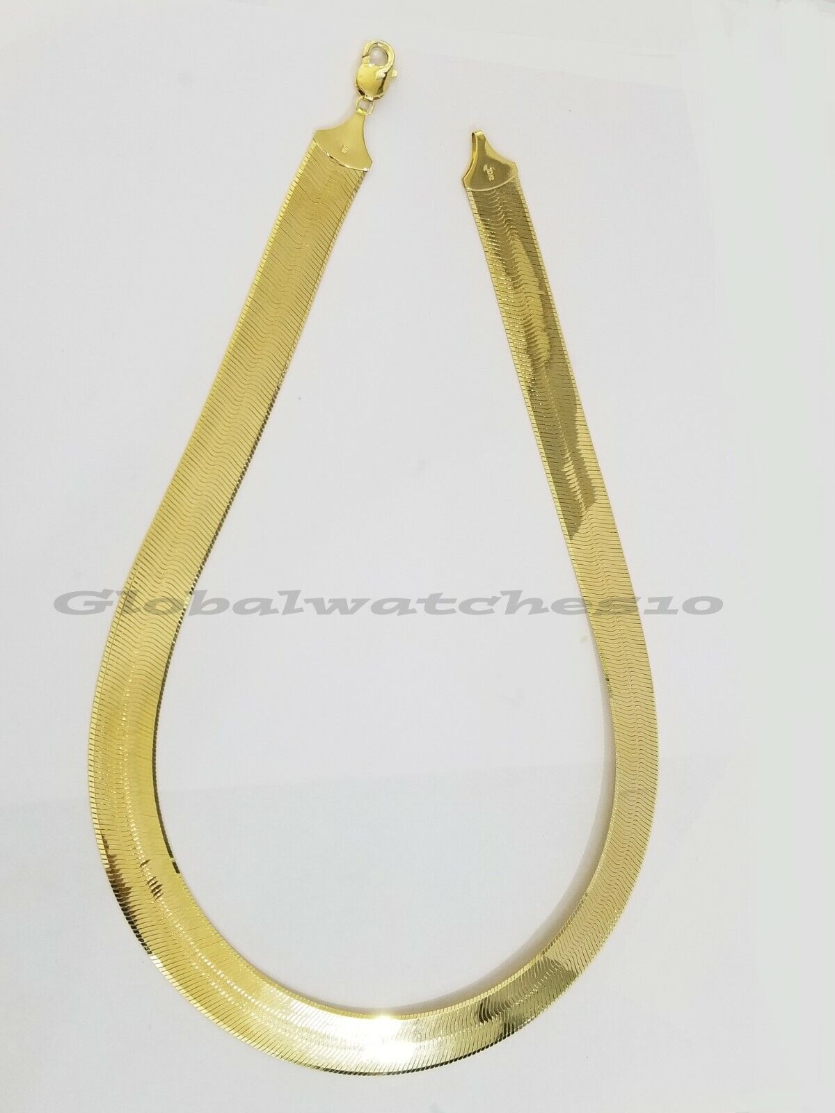 15mm 10k Yellow Gold Herring Bone Chain Necklace Lobster lock Men Women REAL 24"
