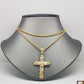 10k Yellow Gold Franco Chain Necklace Cross pendant charm 22" 24" 26" 28" 30"