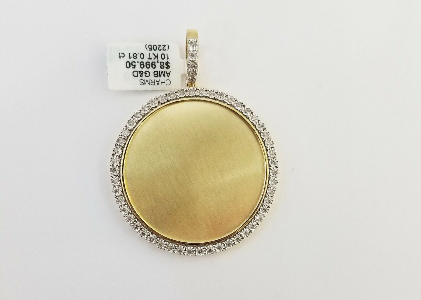 10k Real Yellow Gold Memory Pendant Charm 0.80CT 10kt Real 2"Inch Diamond Charm