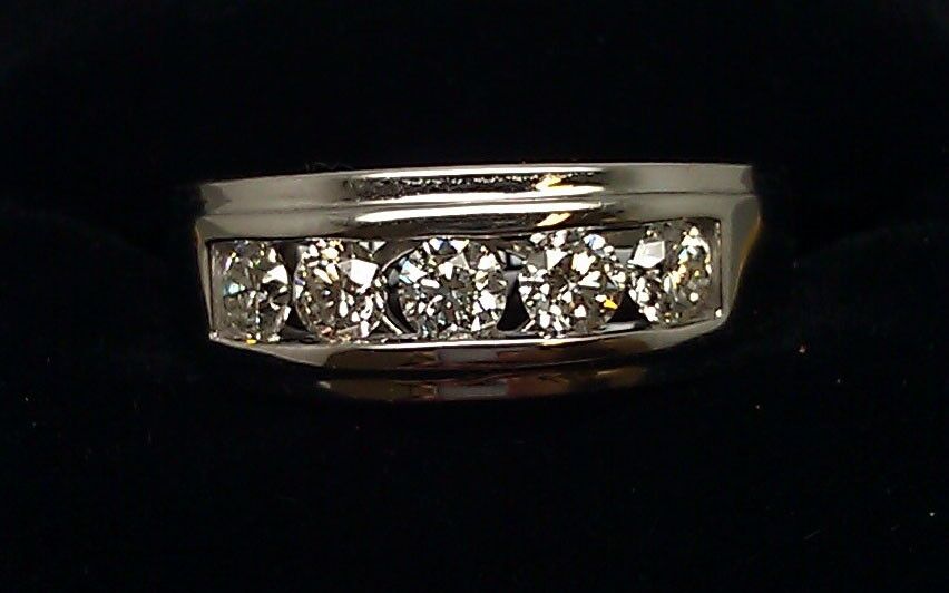 Mens Wedding Band 14K White Gold 1Ct Real Diamonds Wedding Band 1ct Real Diamond