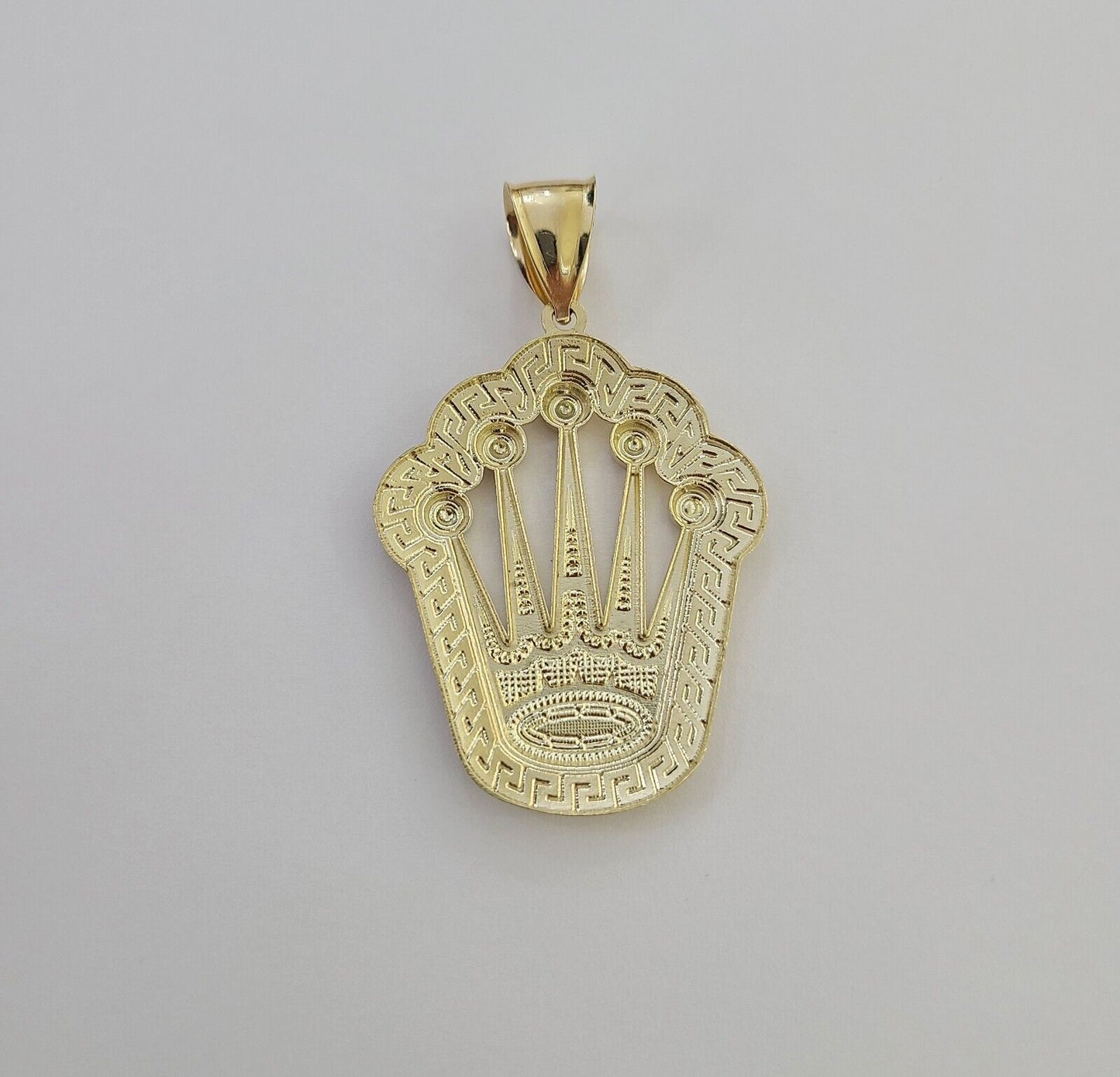 10K Real Yellow Gold Crown Charm Pendant Gold Royal Crown 2" Inch 10kt