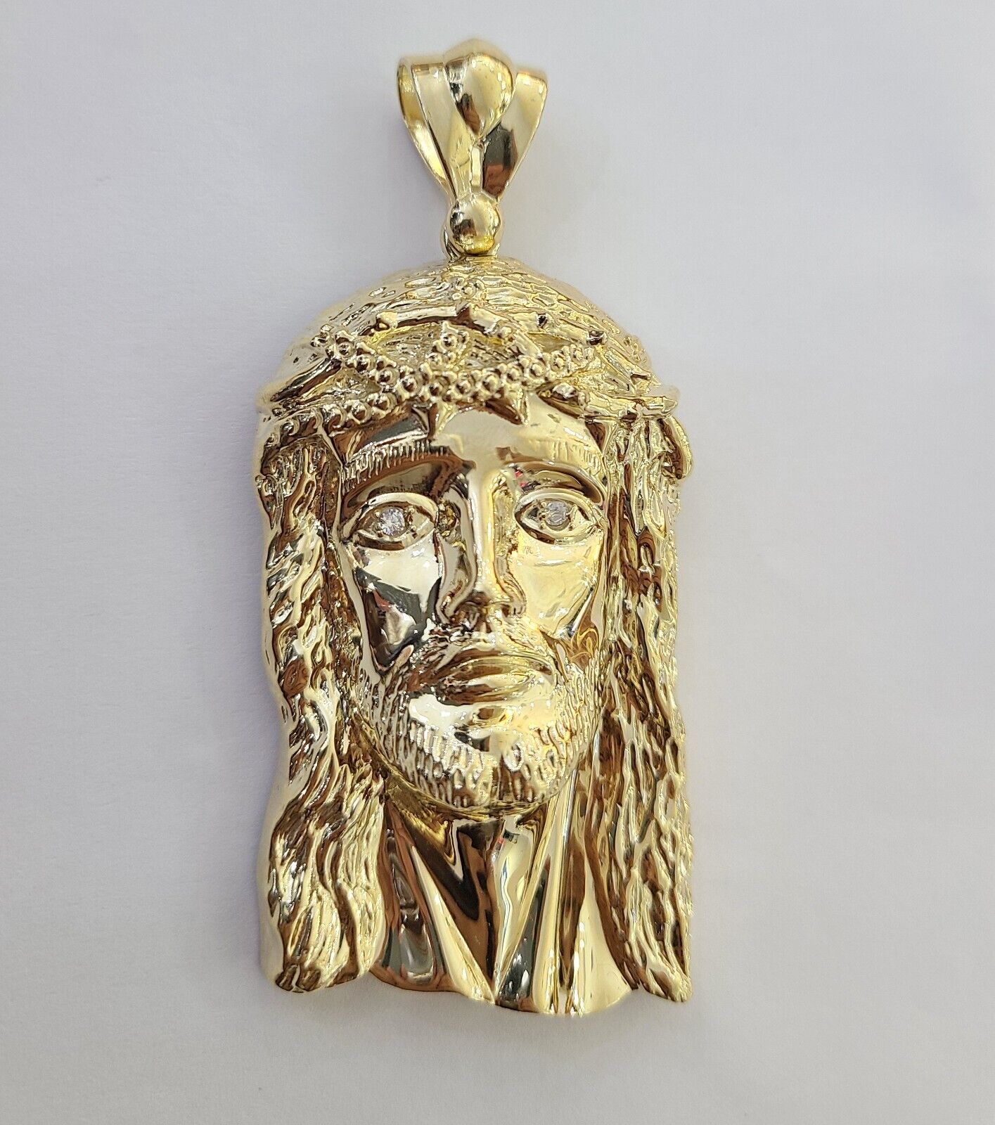 Real 14k Yellow Gold Jesus Head Charm Pendant 3"Inch Jesus face 14kt Charm Gold