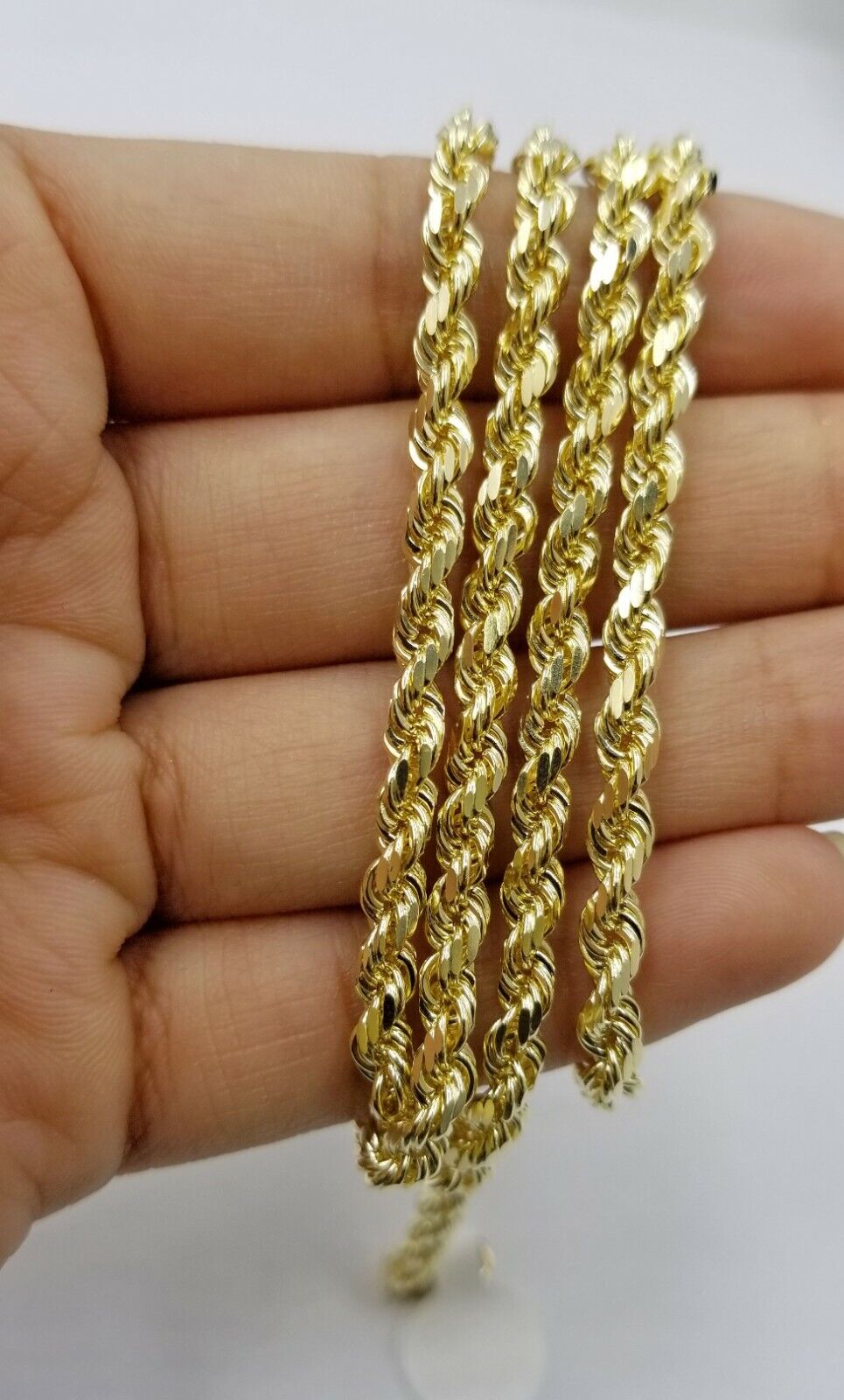 10k Real Gold Rope Chain For Men SOLID 5mm 20 Inch Diamond Cut On Sale