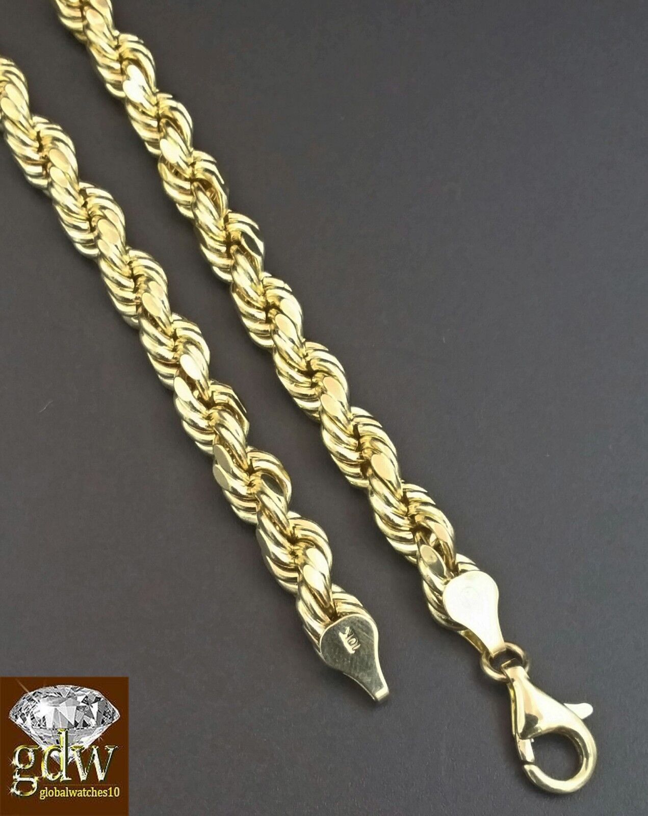 Real 10K Yellow Gold 28" Inch Rope Chain Necklace Cross Pendant Charm