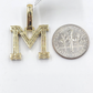 Real 10k Gold & Diamond Letter "M" Initial Alphabet Charm/Pendant 1.25".