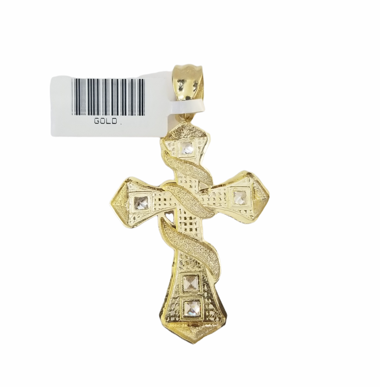 14K Real Yellow Gold Jesus Cross Diamond Cut Pendant Religious