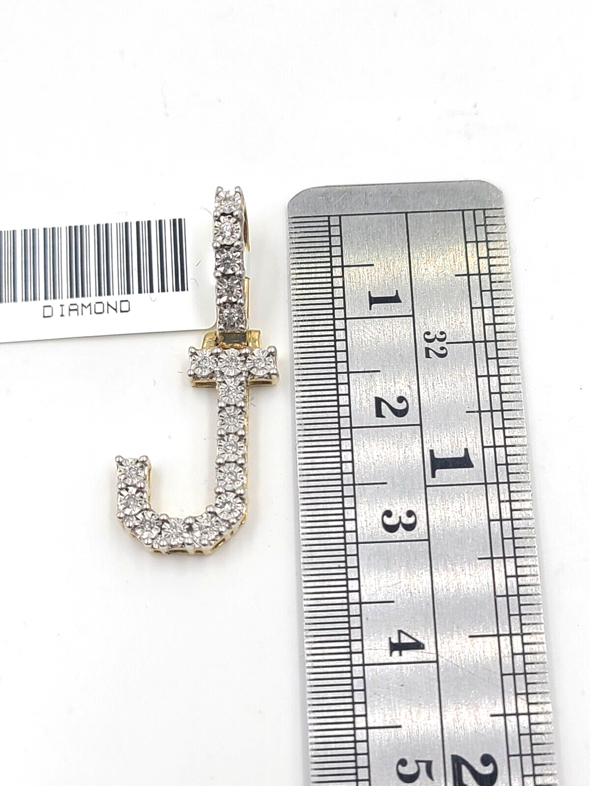 Real 10k Gold & Diamond Letter "J" Initial Alphabet Charm/Pendant 1.25".