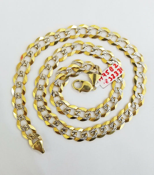 14K Yellow solid Gold 11mm Cuban Curb Link chain Necklace 24" Diamond Cut 14kt