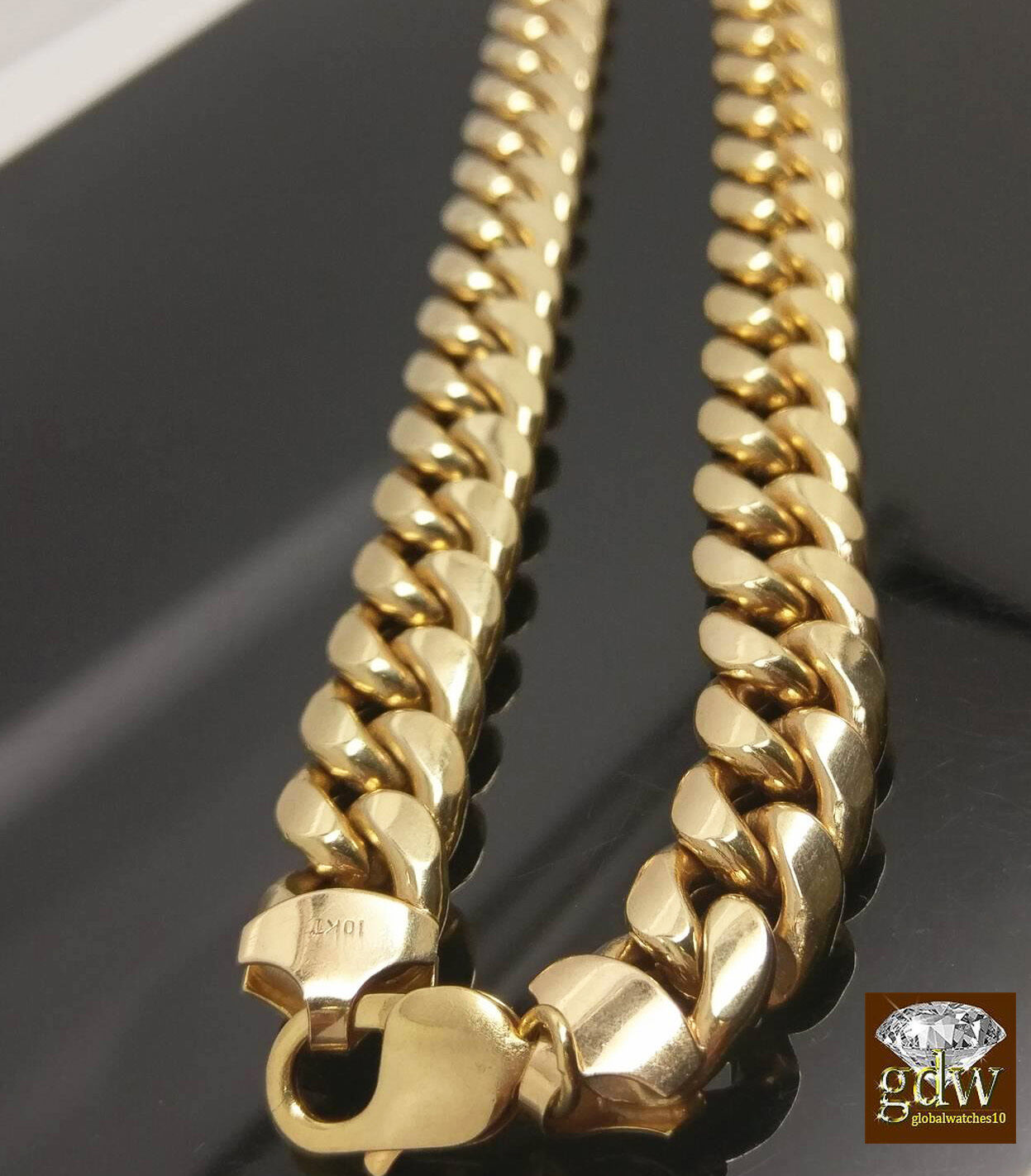 Real 10k yellow Gold Cuban Chain 20 22 24 26 28 30 Inch 12mm link Necklace Box