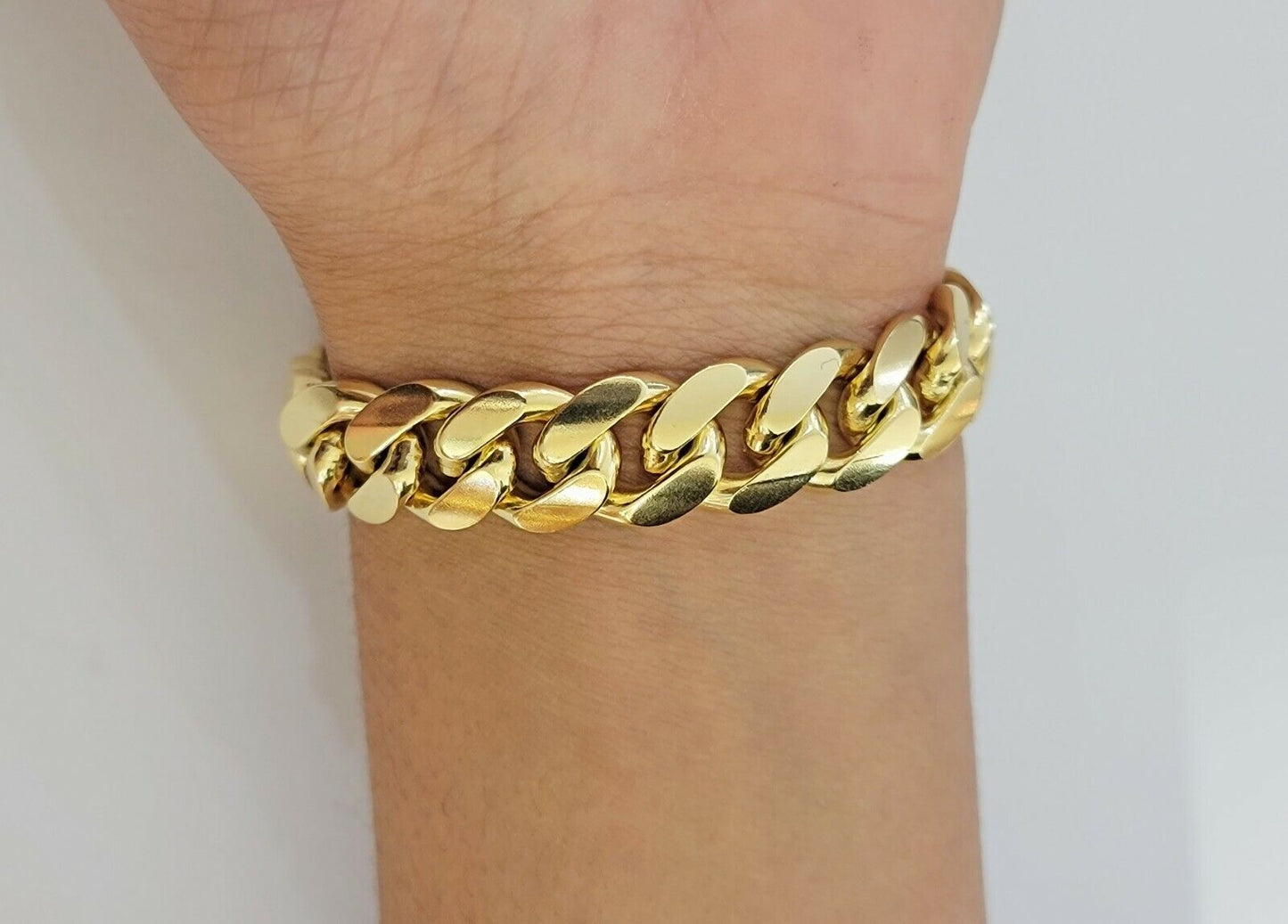 10k solid Yellow Gold Miami Cuban Bracelet 12.5 mm Link 9" inch Men's REAL 10kt