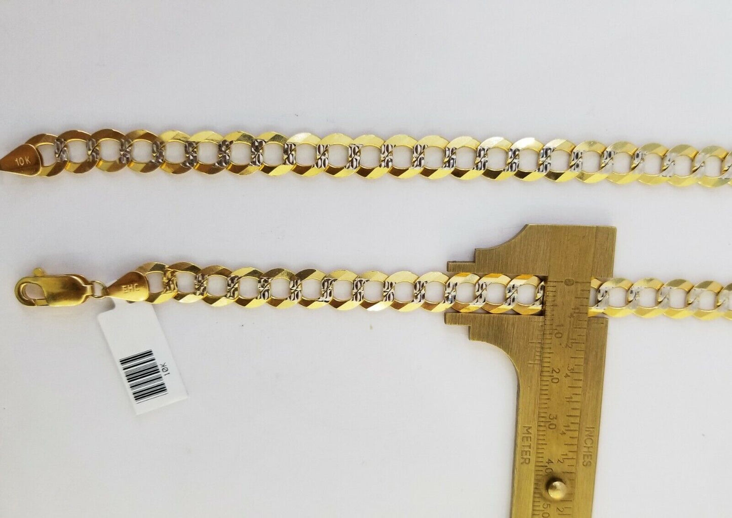 Solid REAL Yellow Gold 10k Cuban Curb Link necklace 8mm gold chain w diamond cut