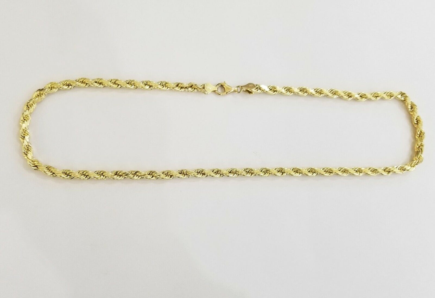 10k REAL Gold Rope Chain 6mm 20" Yellow gold Necklace Men women diamond cut