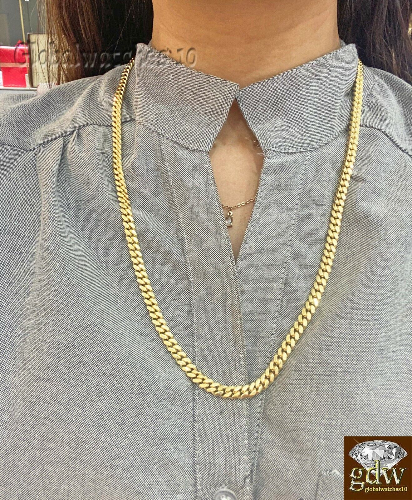 Solid 10k Gold Miami Cuban Link Chain Necklace & Bracelet Set Box Lock Men Heavy