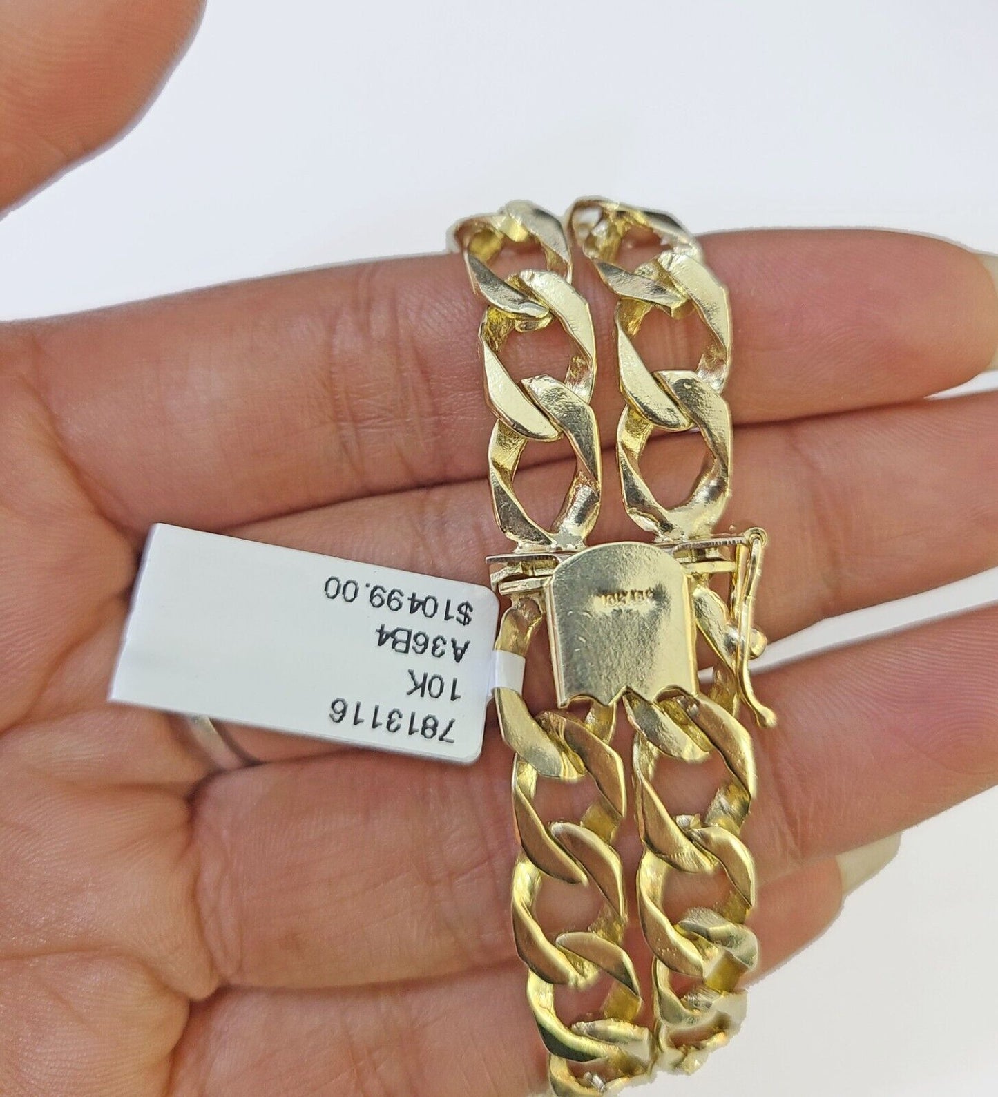 10k Gold Saint Barbara Miami Cuban Bracelet Size 8" 15mm