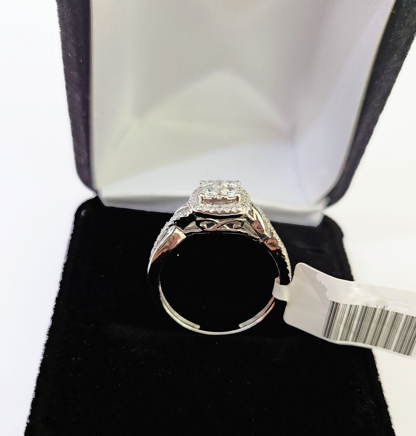 REAL 10k White Gold Diamond Ring 0.75 CT Square Shaped Ladies Engagement Wedding