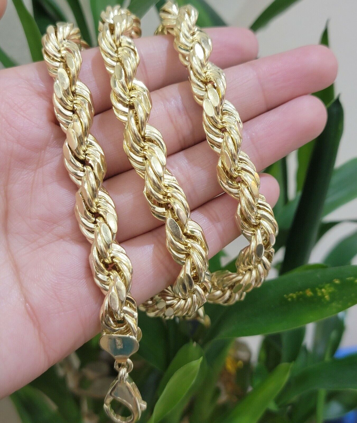 Real 10K Yellow Gold Thick Rope Men Chain Necklace 30 Inch 10mm LOBSTER LOCK