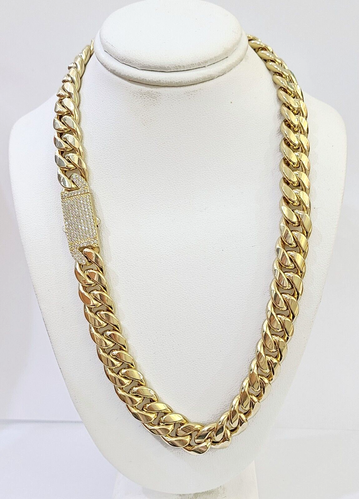 Real 14k Yellow Gold Miami Cuban Link Chain 20 inch chocker 13mm Necklace