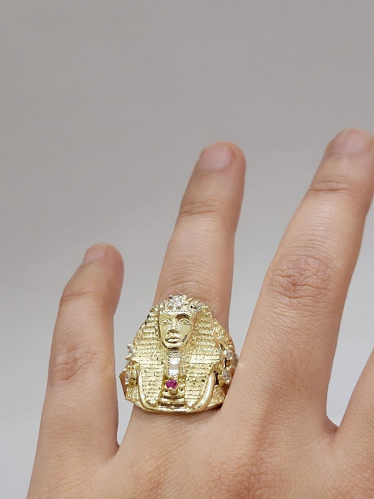 Real 10k Yellow Gold Egyptian Pharaoh Ring Size 10 Men Women