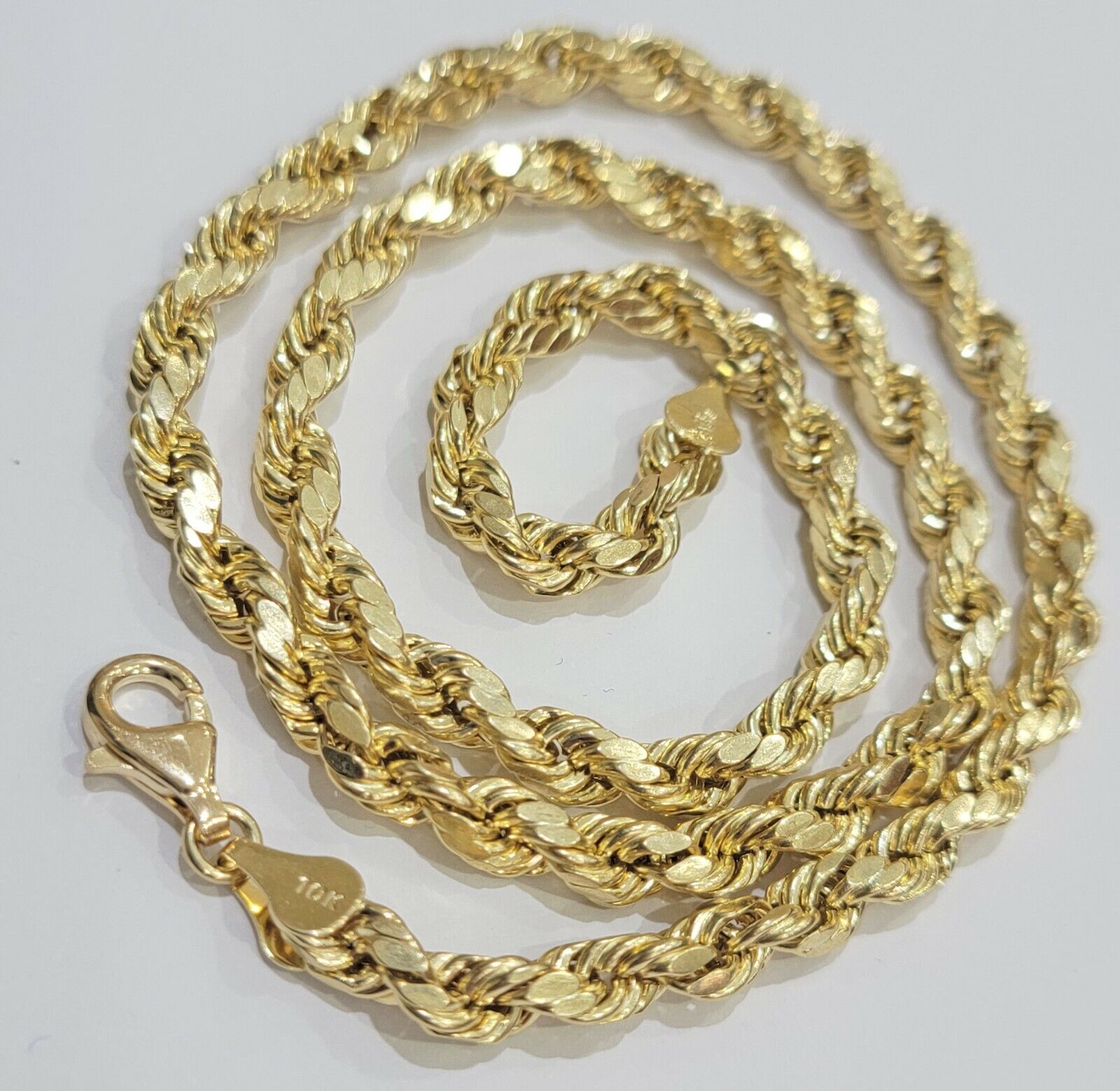 Real 10K Gold Rope Chain Necklace Men 6mm 22 Inch Real Gold – GDJ