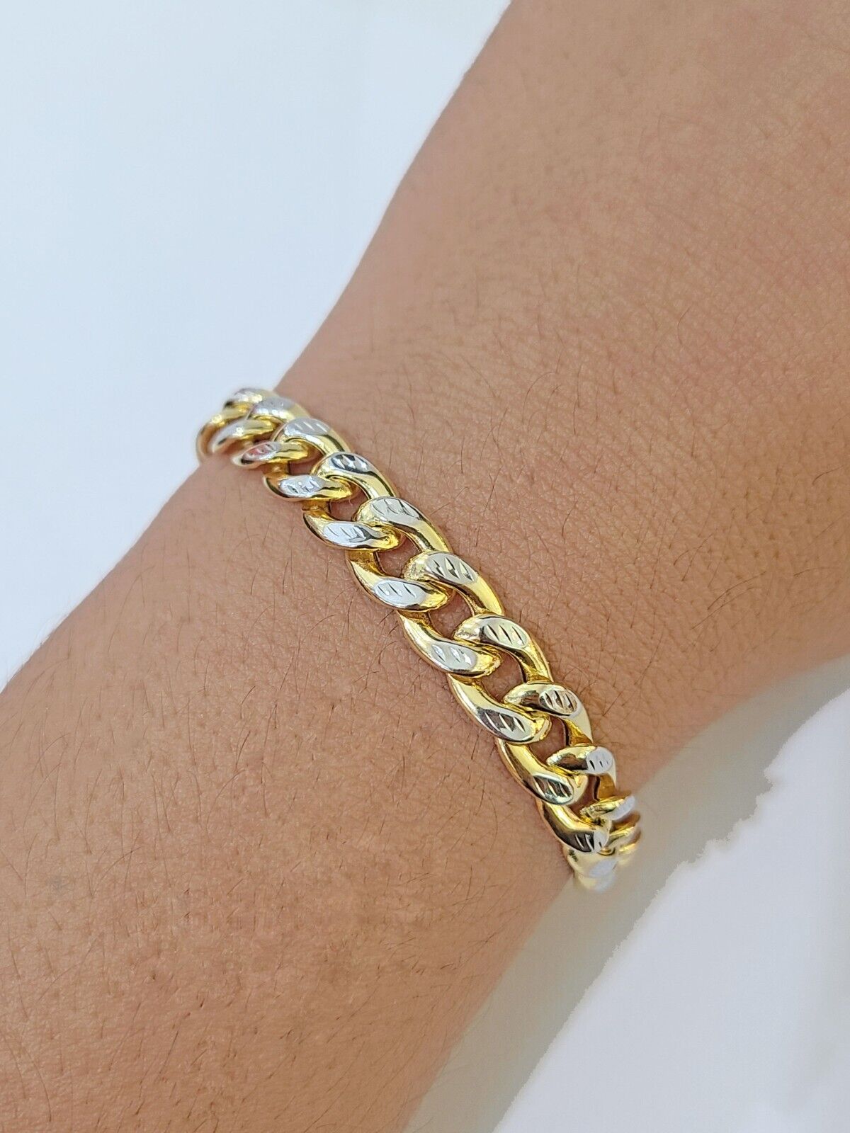 10K Yellow Gold Bracelet Real Cuban Curb Link Diamond Cut 8mm 8" Inch REAL Gold