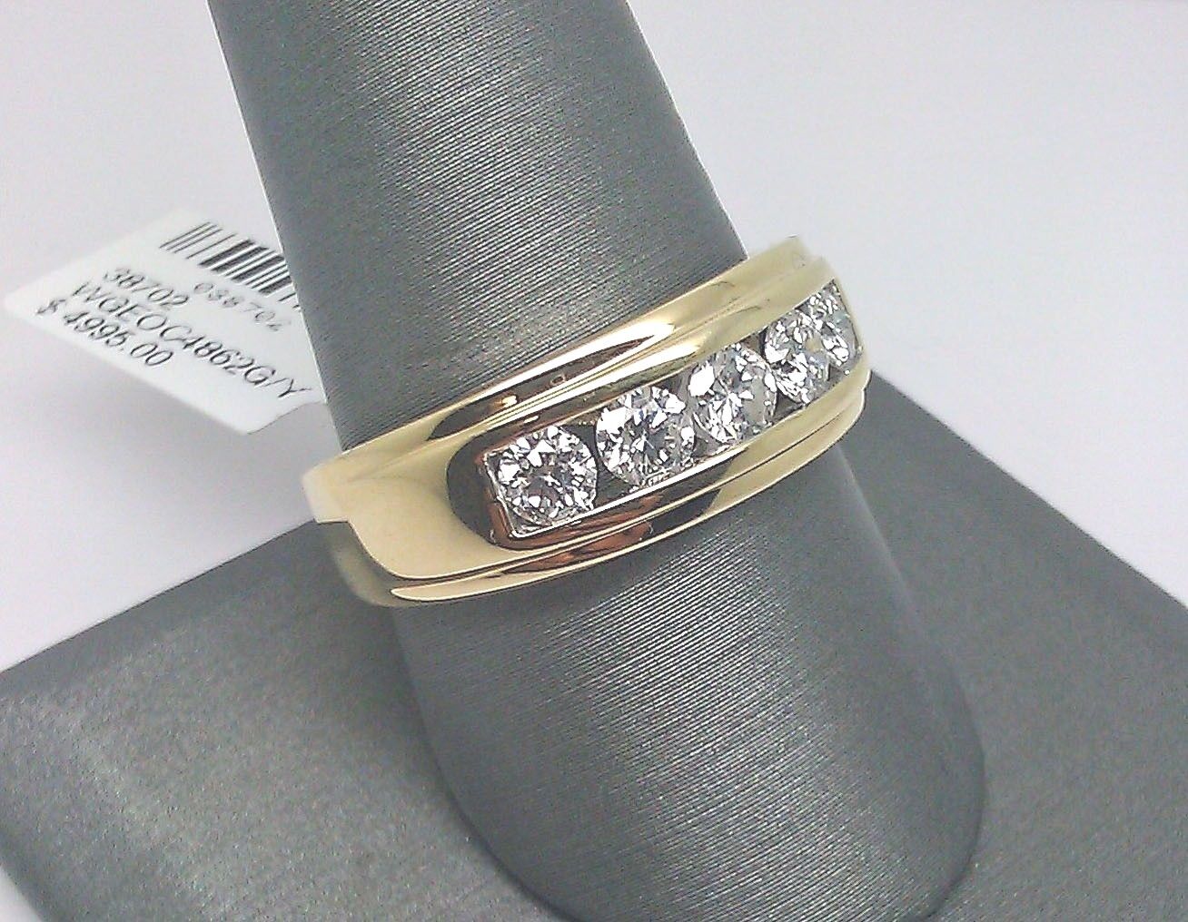 Men Solid 14k Yellow Gold 1CT Band Wedding Engagement Ring REAL Diamond